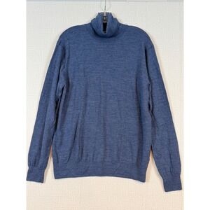Goodthreads Mens XL 100% Merino Wool Turtleneck Sweater Heather Blue Preppy Soft